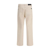 7FOR Beige Cotton Straight-Leg Jeans